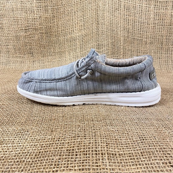 🛑SOLD🛑 Hey Dude Shoe Casual Walley Linen Stone Gray Slip On Size 5 - Picture 5 of 10